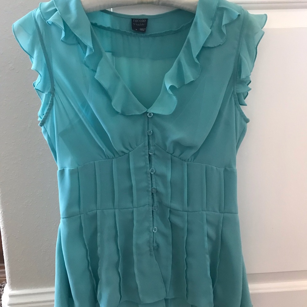 Blue Ruffled Women's Top